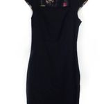 Ted Baker Black Cap Sleeve Wool Sheath Pencil Square Neck Mini Dress Small Photo 0