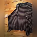 Soma  Womens Black Brown Striped Open Front Cardigan L Photo 4
