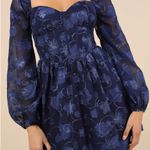 Lulus Decadent Charisma Navy Floral Embroidered Bustier Mini Dress Photo 0