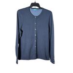 J. McLaughlin  Women's‎ Large Cardigan Button Front Ribbed Cotton Blue #N1-6 Photo 1