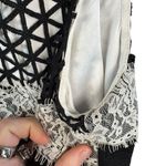 Badgley Mischka Belle Black White Lace Striped Cocktail Party Dress Size 2 Photo 6