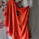 EXPRESS NWT Women's  One Shoulder Flutter Sleeve Orange Gold Shirt Top Size XS Photo 0
