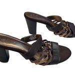 Anne Klein Akorian iFlex Brown/Bronze Leather Flex Slide Sandals Size 7.5 Photo 0