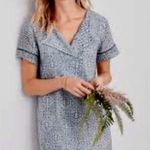 Lilla P Woven Hand Printed Gauze Floral Shift Dress Adjustable Neckline Sz S 🧡 Blue Photo 0