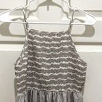 Boho Taupe & White Stripes Smocked Tiered Maxi Dress Photo 1