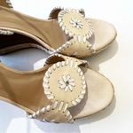 Jack Rogers Cream Leather Whipstitch Wedge Sandals Size 9 Vacation Cruise Beach Photo 1