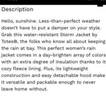 Totes water resistant Storm Jacket fleece lined XL Photo 8