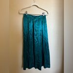 Vintage Satin Pleated Midi Skirt in Teal Blue Green Sz‎ 2 Photo 1