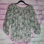 Karen Kane  SHEER LIGHTWEIGHT COTTON ZEBRA PALM TREE NATURE PRINTED TASSEL BLOUSE Photo 1