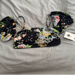 Maaji  Black Bouquet Antonia Puff Sleeve Bikini Top -NWT Photo 5