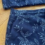 Loft Jacquard Skirt and Sweater Set Textured Dark Blue Floral Cotton blend Sz L Photo 6