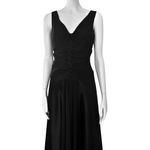 ABS Allen Schwartz Vintage 90s ABS Black Midi Cocktail Dress Beaded. M/L. Party Retro Prom Deep V Photo 7