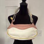 Vintage Cream Shoulder Bag with Pastel Pink and Green Detailing. Photo 1
