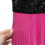 Nicole Miller  Sleeveless Pleated Sequin Pink Black Maxi Dress Gown Sz 2 Photo 4