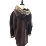 Brown Teddy Faux Fur Hood Trim Jacket Size XL Photo 2