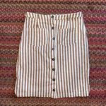 EMBERLEY BROWN VERTICAL STRIPE BUTTON FRONT MIDI SKIRT Size M Photo 0