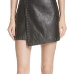 Joie  Orlanda black drape studded lamb leather mini skirt Size 00 Photo 0