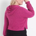 Lane Bryant hot pink relaxed long blouson sleeve hoodie crop sweater size 14/16 Photo 3