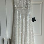 Lulu’s Exceptionally Glamorous White Sequin Pearl Bustier Midi Dress Size XS Photo 3