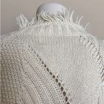 Rosie Niera Ivory Thick Knit Open Cardigan with Fringe Hems White Photo 4