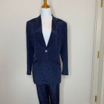 Silk Liz Claiborne Blue Pinstripe Suit Pants Blazer Sz 6 Photo 1