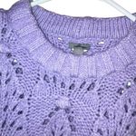 Aerie lavendar pom pom knit textured dolman sleeve crewneck sweater size medium Photo 2