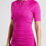 Athleta  Pacifica Contoured Tee Hot Pink Golf Pickleball Short Sleeve Size M Photo 0