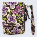 Vera Bradley Double ID Wristlet Plum Petals Purple Floral Bifold Zip Wallet $30 Photo 0