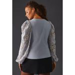 Anthropologie NWOT  DOLAN Lace Puff-Sleeve Top Blue Size L Long sleeve Photo 3