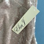 Eliza J NWT  Sequin Neutral Blush Ruffled A-Line Asymmetric Ruffle Hem Dress Photo 5