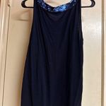 Banana Republic  Womens Navy Tank Top With Sequin Accents On Sleeves L Photo 2