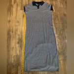 Theory Striped Jersey Polo Midi-Dress Large Navy Photo 5