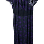 Cosmic Aura Black Purple Rose Maxi Dress Square Neck‎ Size 2X Photo 0