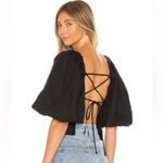 LPA Revolve Alice Linen Black Puff Sleeve Top Size M Photo 1