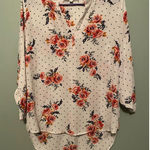 Black Rainn  Floral Polka Dot 3/4 Sleeve V Neck Top Size Medium NWOT Photo 0