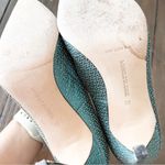 Manolo Blahnik  Brocade Fabric Pointed Toe Pumps in Green Silver Photo 8