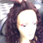 Swisslacefront ombre black/burgundy Long Curls Wig Photo 3