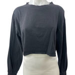 ZARA Women's Black Crew Neck Long Sleeve Crop Pullover Sweater Sweatshirt Top L Photo 0