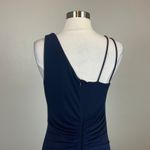 AQUA One Shoulder Thigh Slit A-Line Long Evening Gown Blue Size 14 Formal Dress Photo 7