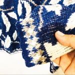 Vintage Trimmings Women's Sweater Pullover Knit Floral Made in USA Blue White XL Photo 5