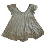 We The Free Free People New Star T-shirt Top XS Green Linen Blend Oversized Shirt Photo 1