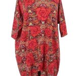 LuLaRoe  Irma High Low Oversized Tunic Blouse Size Medium Red Floral Rose Paisley Photo 5
