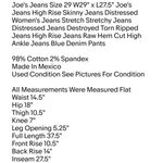 joe's jeans Size 29 W29" x L27.5" High Rise Skinny Jeans Distressed Women's Photo 1