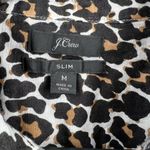 J.Crew  Linen Blend Slim Fit Animal Print Button Front Long Sleeve Top Size Med Photo 3