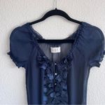Abercrombie & Fitch Y2K Sheer Navy Short Sleeve Blouse Photo 1
