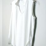 Ming Wang Sleeveless Crepe De Chine Pleated Collar White Tank Blouse Shirt Sz M Photo 3