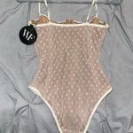 White Fox Boutique  Polka Dot Bodysuit White Tan Photo 2