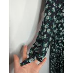 Intermix  Long Sleeve Silk Floral Tiered Midi Dress Black Green White Women Sz. 0 Photo 4