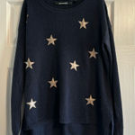 Quotation Women’s Navy Blue with Silver Stars Cashmere Crewneck Sweater Size M Photo 0
