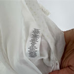 Loft  White Chiffon Polka Dot Smocked Ruffle Trim Long‎ Sleeve Blouse Peasant XS Photo 5